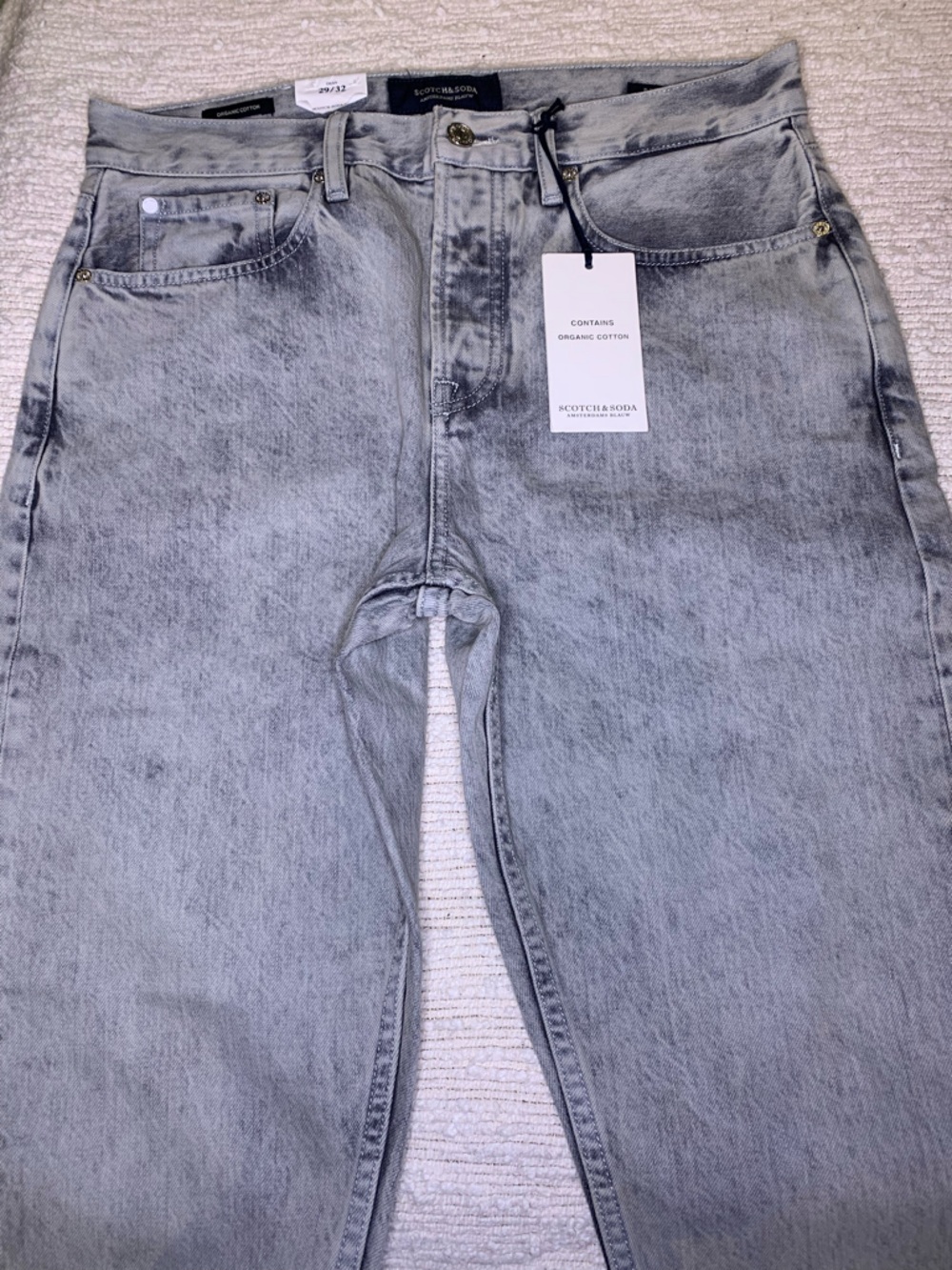 Men’s Scotch & Soda Light Gray Acid-Wash Denim Jeans Brand New with Tags